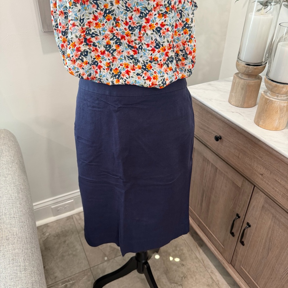 J. Crew Cotton Navy Pencil Skirt